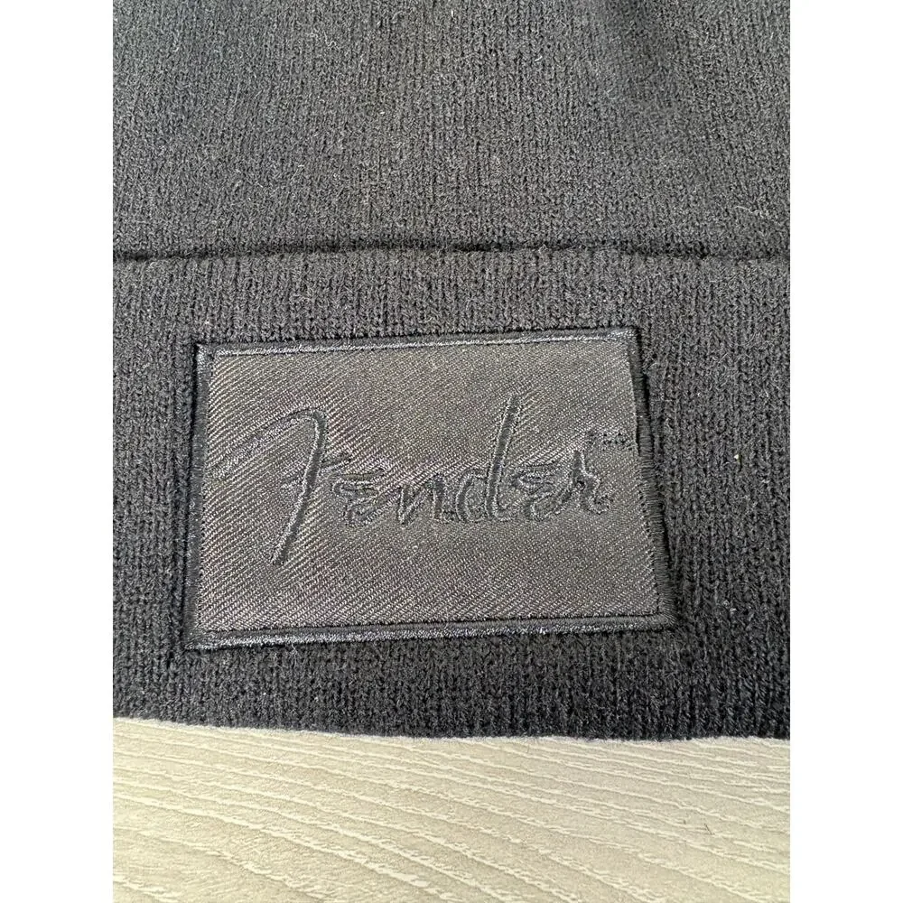 Fender Patched Black Unisex Beanie Cap-‎ EUC